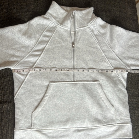 NWOT Women's Danskin White Half-Zip Sweater sz L Kangaroo Pocket Heather White - Picture 6 of 11